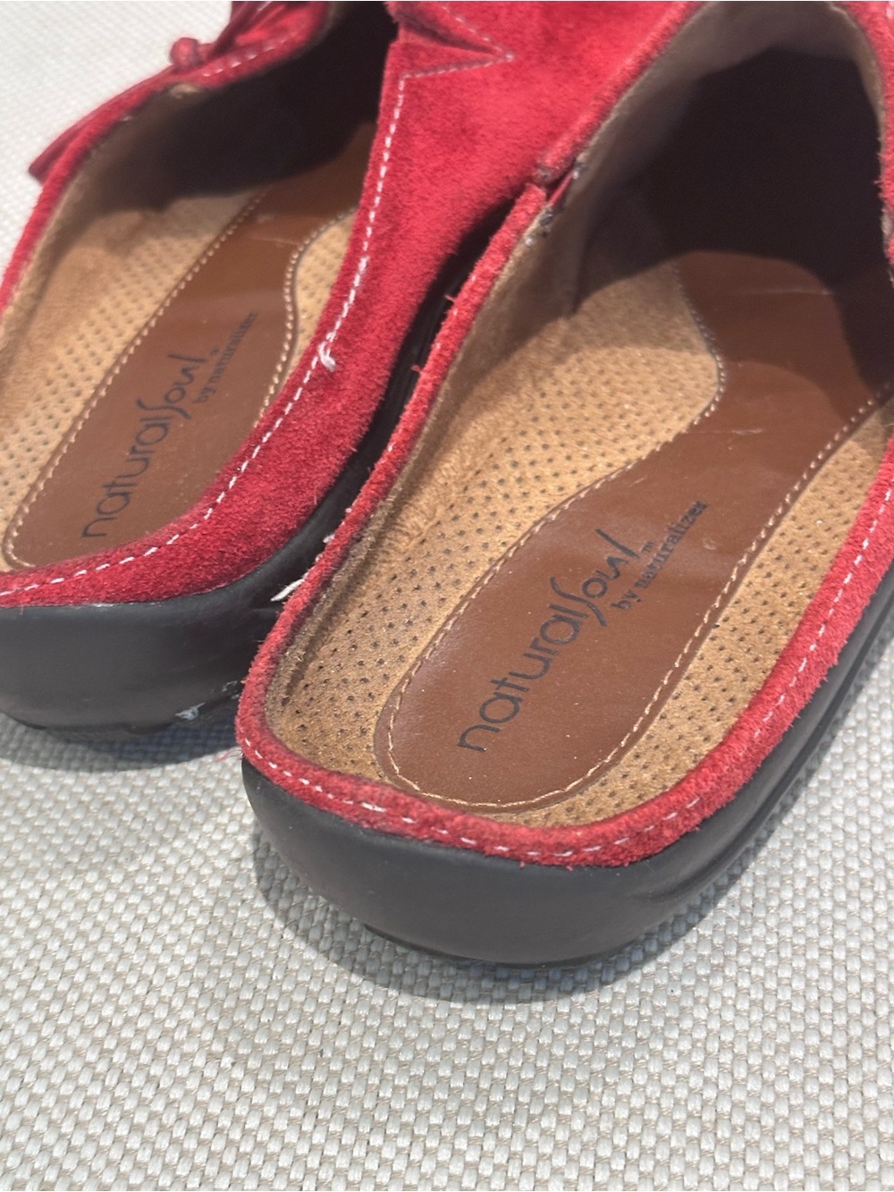 NATURAL SOUL size 8.5 Naturalizer Suede Red Slip-On Leather Comfort Loafer NEW - Picture 12 of 13